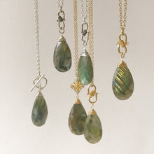 Load image into Gallery viewer, Large Labradorite with Gold Necklace