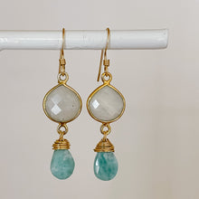 Load image into Gallery viewer, Larimar and Moonstone Earring