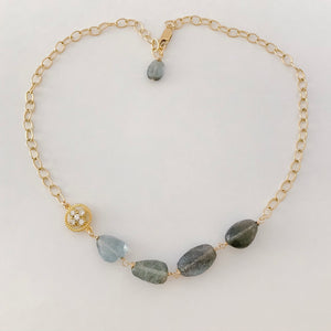 Moss Aquamarine Chunky Gold Necklace