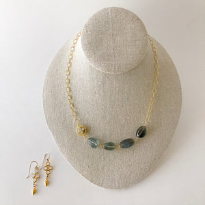 Moss Aquamarine Chunky Gold Necklace