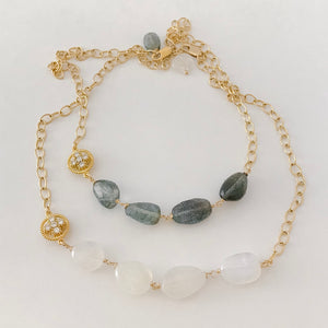 Moss Aquamarine Chunky Gold Necklace
