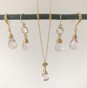 Pink Quartz Gold Necklace