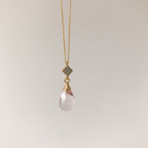 Pink Quartz Gold Necklace
