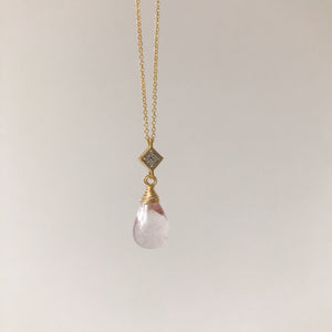 Pink Quartz Gold Necklace