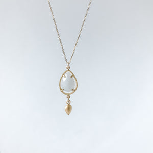 Moonstone Teardrop and Gold Necklace