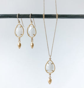 Moonstone Teardrop and Gold Necklace