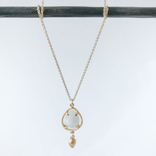 Moonstone Teardrop and Gold Necklace