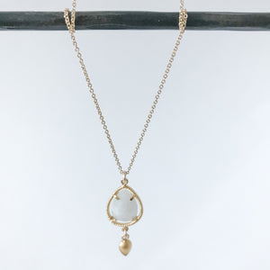 Moonstone Teardrop and Gold Necklace