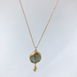 Square Labradorite and Gold Necklace