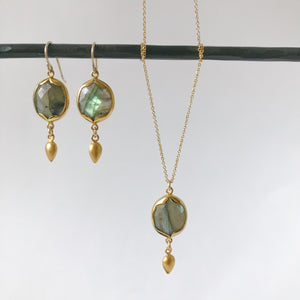 Square Labradorite and Gold Necklace