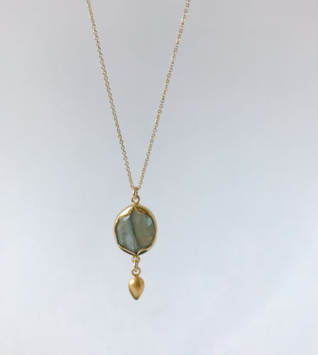 Square Labradorite and Gold Necklace