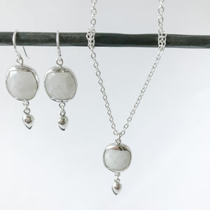 Square Moonstone and Sterling Necklace
