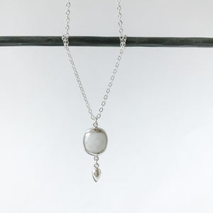 Square Moonstone and Sterling Necklace