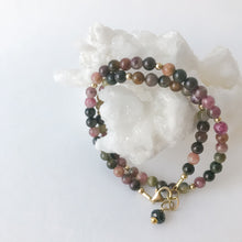 Load image into Gallery viewer, Tourmaline Double Wrap Gold Bracelet