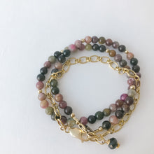 Load image into Gallery viewer, Tourmaline Double Wrap Gold Bracelet