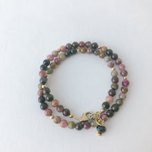 Load image into Gallery viewer, Tourmaline Double Wrap Gold Bracelet