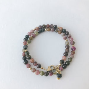 Tourmaline Double Wrap Gold Bracelet