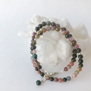 Tourmaline Double Wrap and Sterling Bracelet