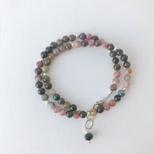 Load image into Gallery viewer, Tourmaline Double Wrap and Sterling Bracelet