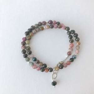 Tourmaline Double Wrap and Sterling Bracelet