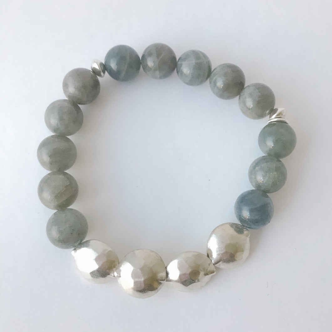 Round Labradorite and Sterling Silver Bracelet