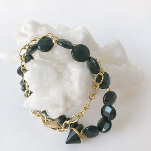 Black Onyx and Gold Bracelet