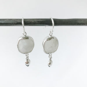 Square Moonstone and Sterling Earring