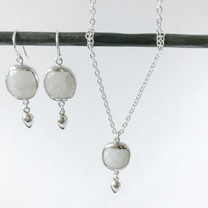Square Moonstone and Sterling Earring