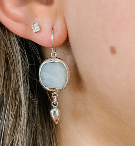Square Moonstone and Sterling Earring