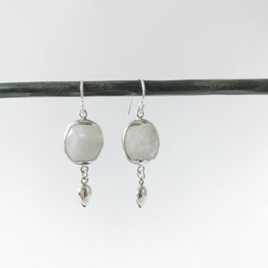 Square Moonstone and Sterling Earring