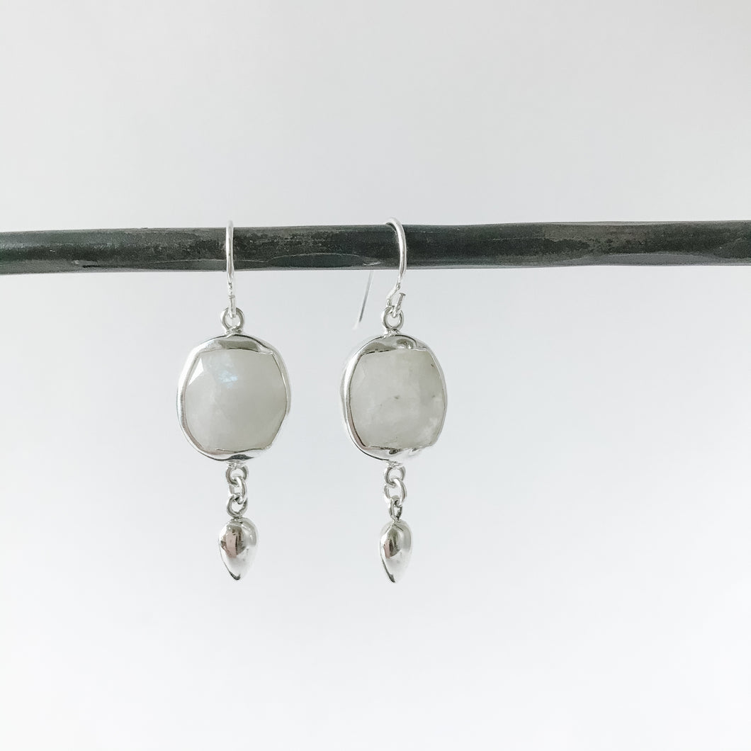 Square Moonstone and Sterling Earring