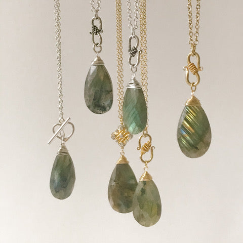 Large Labradorite with Gold Necklace